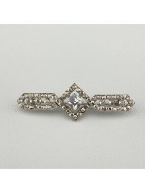 Vintage Art Deco Bar Brooch Rhinestone Silver Tone